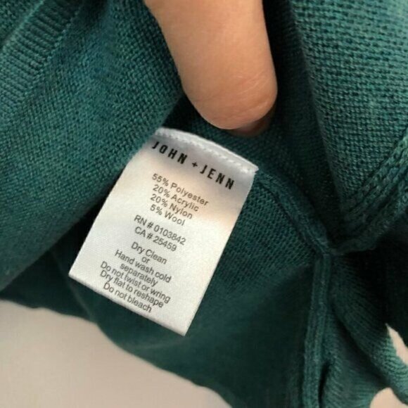 NEW JOHN JENN Asymmetrical Ruffle Sweater Teal Blue WOOL Etc Long Sleeve Medium - Picture 7 of 8